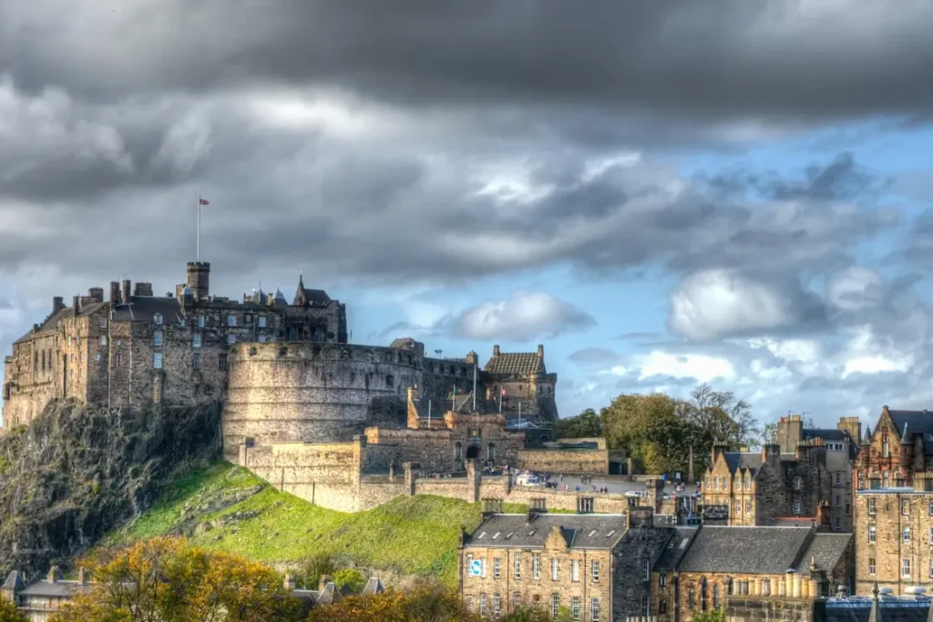 Edinburgh Castle on its rocky hilltop with the city skyline below.