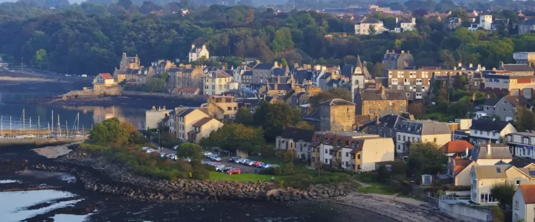 aerial shot of the town showing plenty of things to do in queensferry