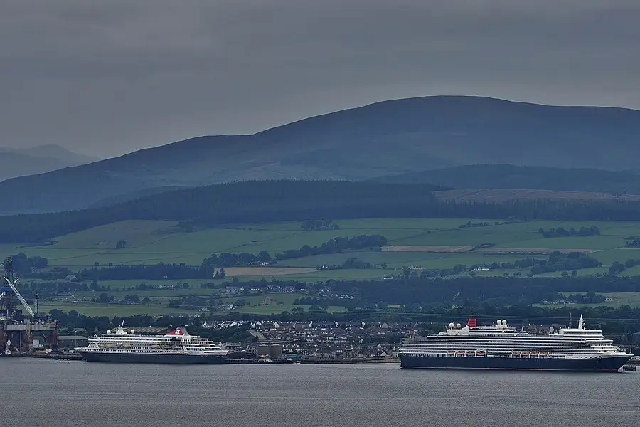 Scotland cruise guide image showing cruise ships docked at Invergordon in the Scottish Highlands