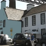 taxis at the hawes pier south queensferry waiting for arrival of cruise ship passengers