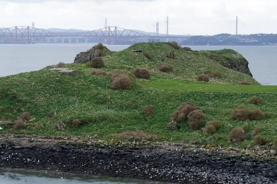south queensferry from inchcolm island with the forth bridges in the background