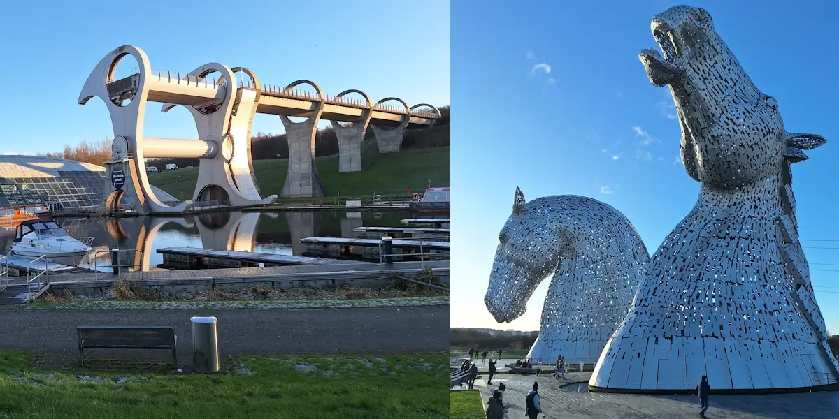 Falkirk Wheel and Kelpies sculptures in Falkirk, Scotland popular shore excursion from edinburgh and glasgow