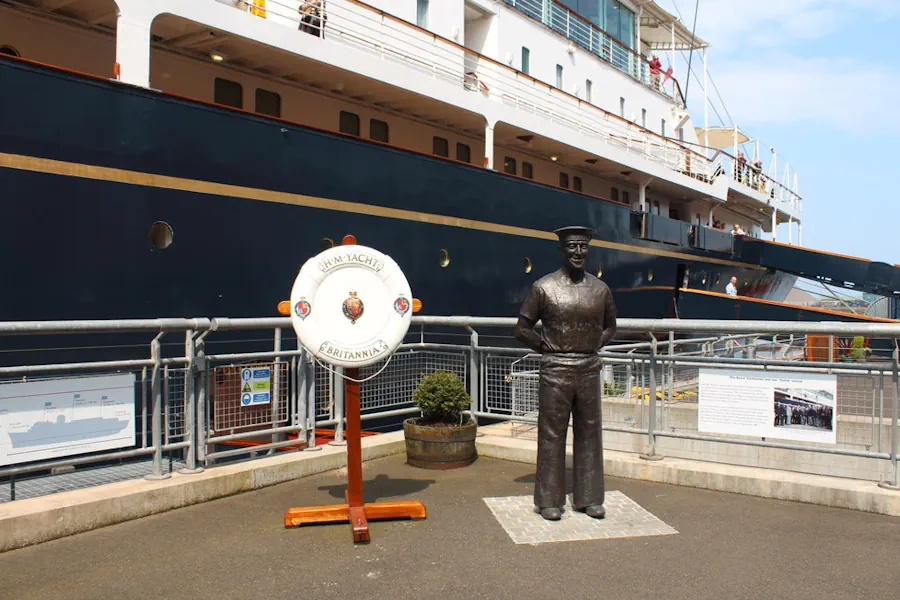 Royal Yacht Britannia in Leith cruise port beside the Ocean Terminal waterfront