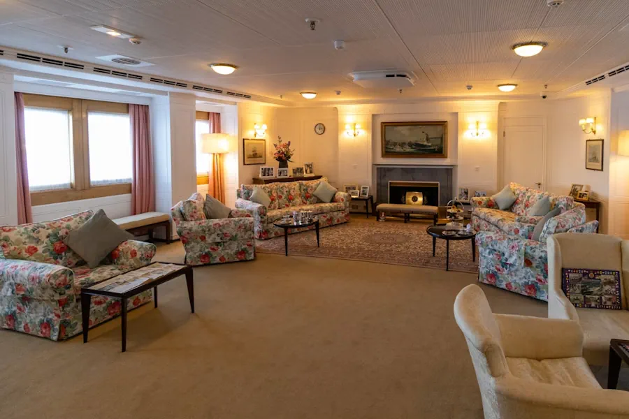 Royal Deck Tea Room inside the Royal Yacht Britannia in Leith cruise port