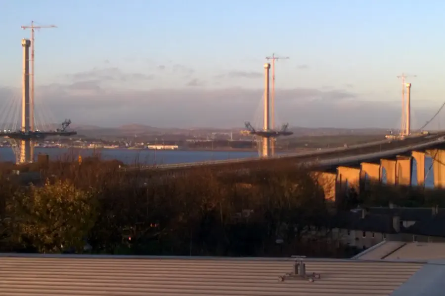 queensferry crossing under construction in 2015 picture taken by Scott Gibson at dusk